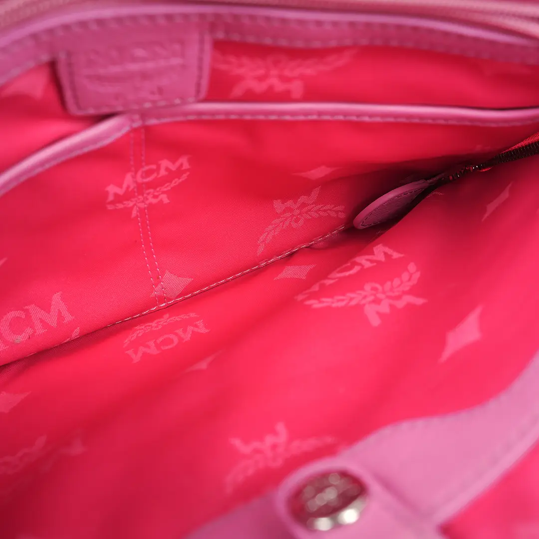 MCM Visetos Pink Canvas Wristlet Clutch