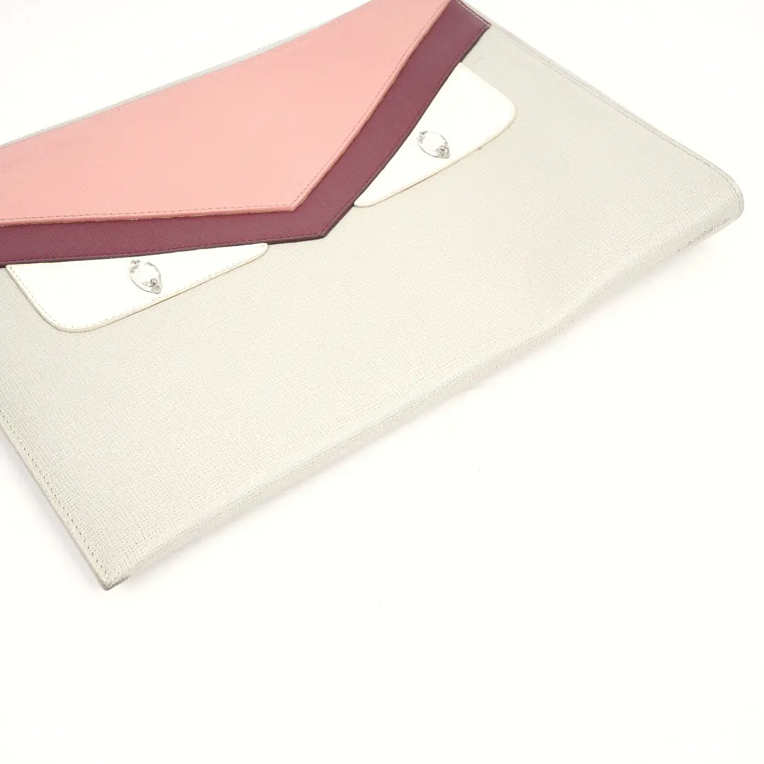 Fendi Monster Eyes White Leather Clutch