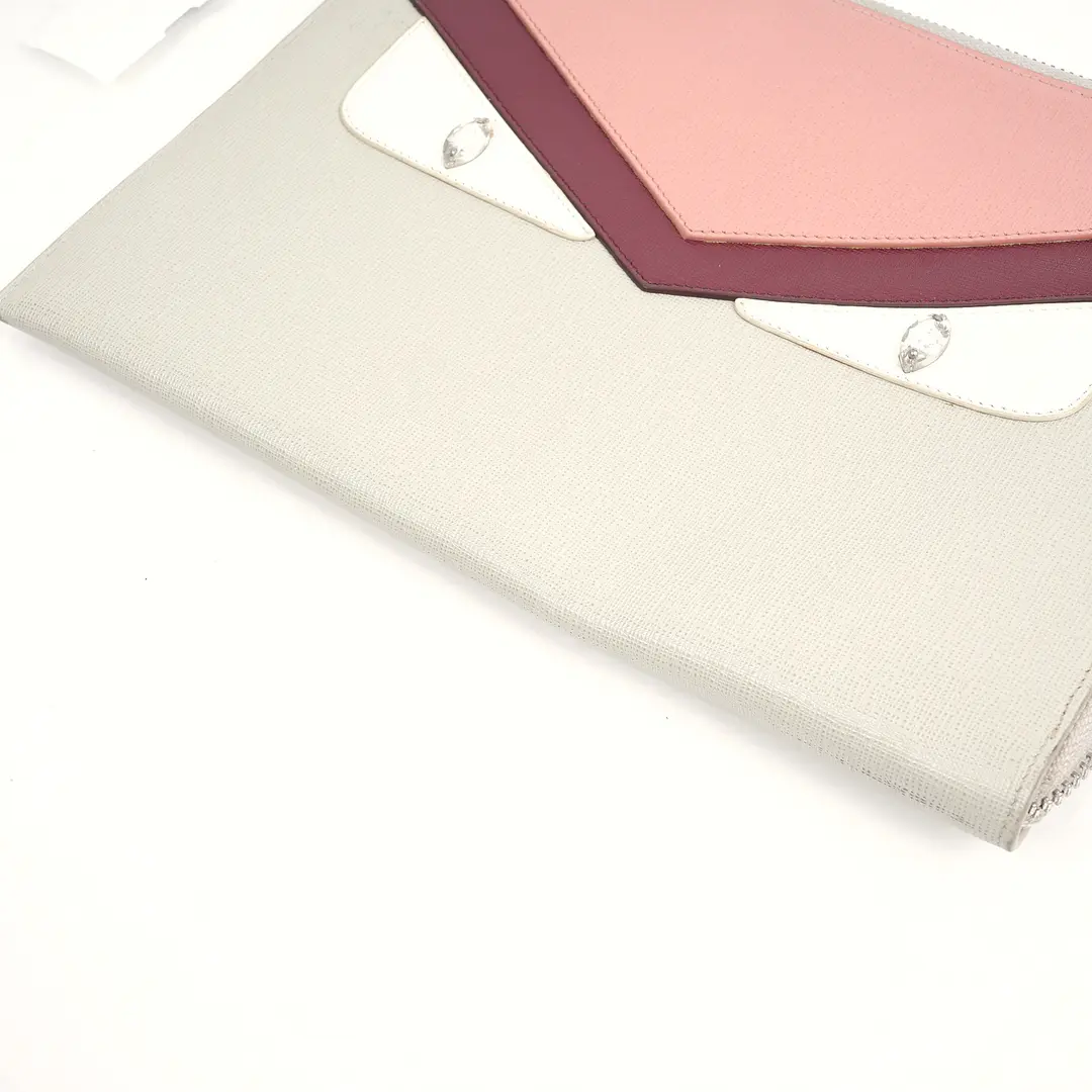 Fendi Monster Eyes White Leather Clutch