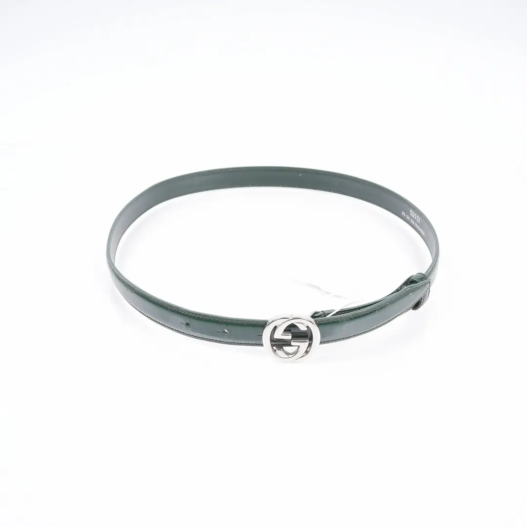 Gucci Interlocking G Green Patent Leather Belt