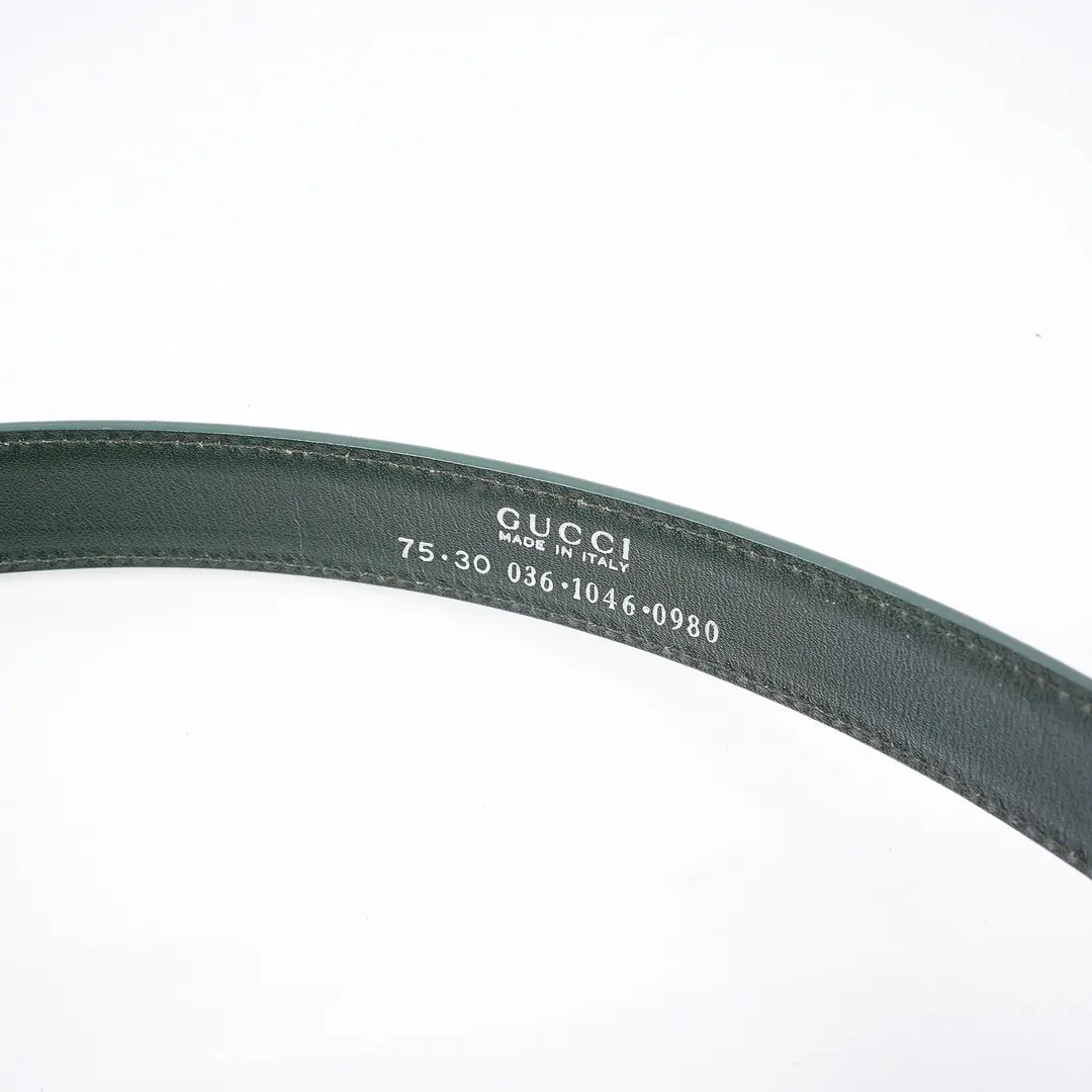 Gucci Interlocking G Green Patent Leather Belt
