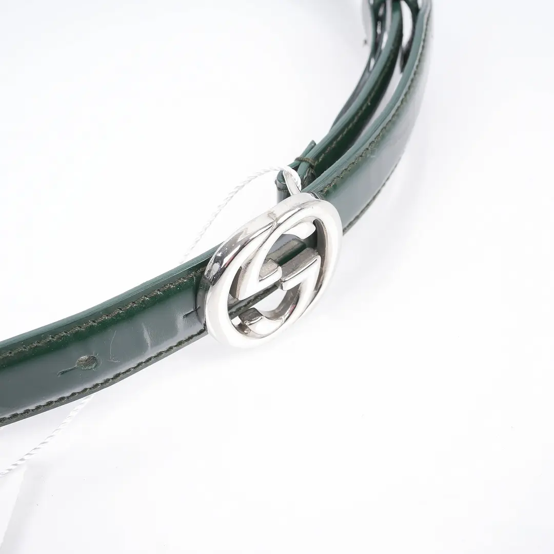 Gucci Interlocking G Green Patent Leather Belt