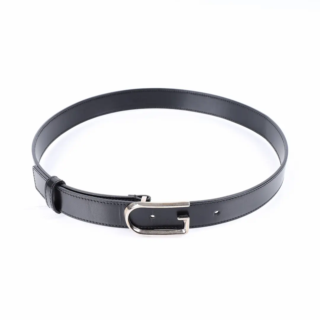 Gucci Vintage G Buckle Black Leather Belt