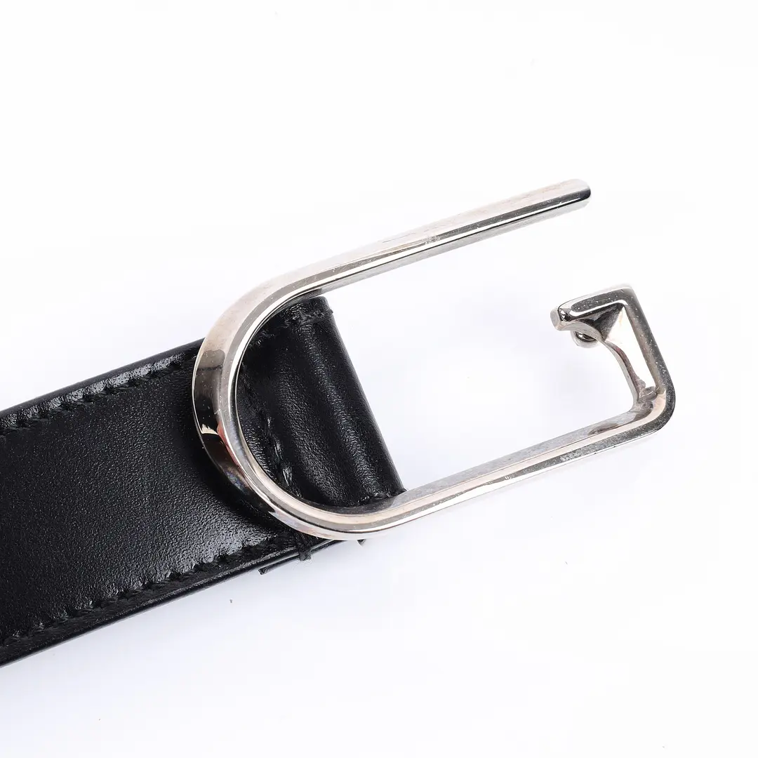 Gucci Vintage G Buckle Black Leather Belt