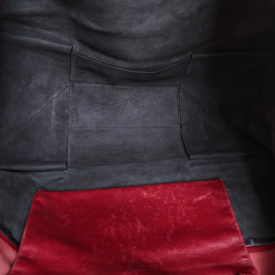 Celine Bi-Color Cabas Red Black Leather Tote Bag