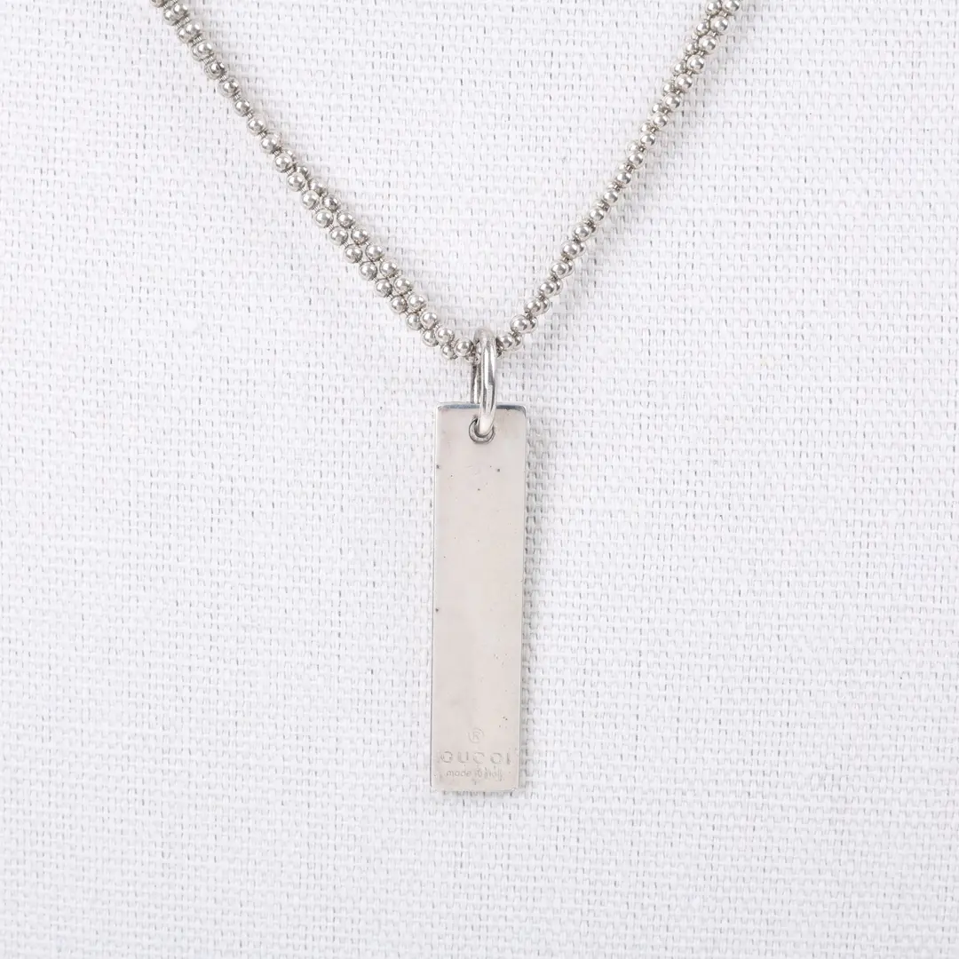 Gucci Tag Pendant Silver Sterling Silver Necklace