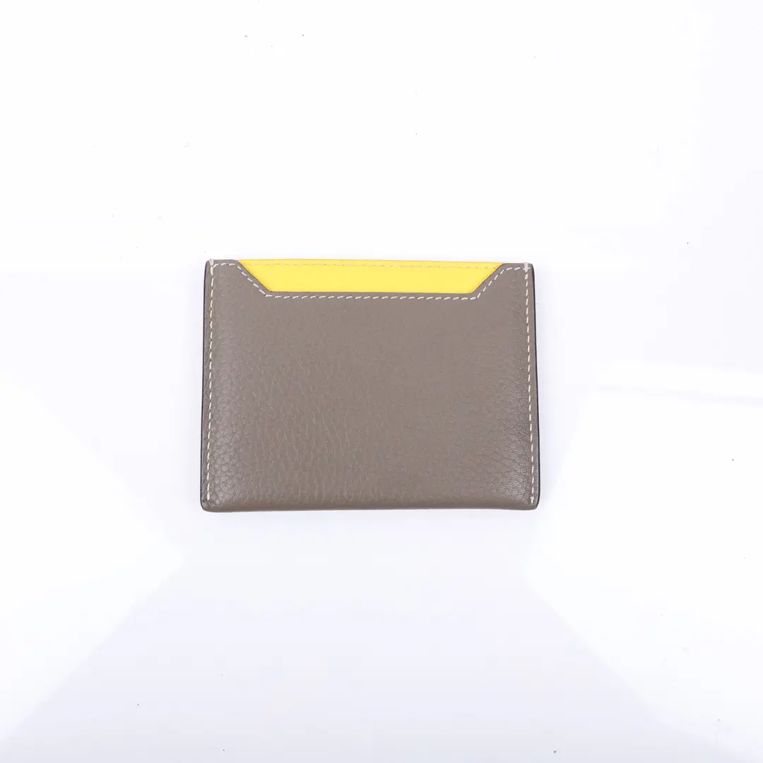 Celine Solo Card Holder Gray Yellow Leather