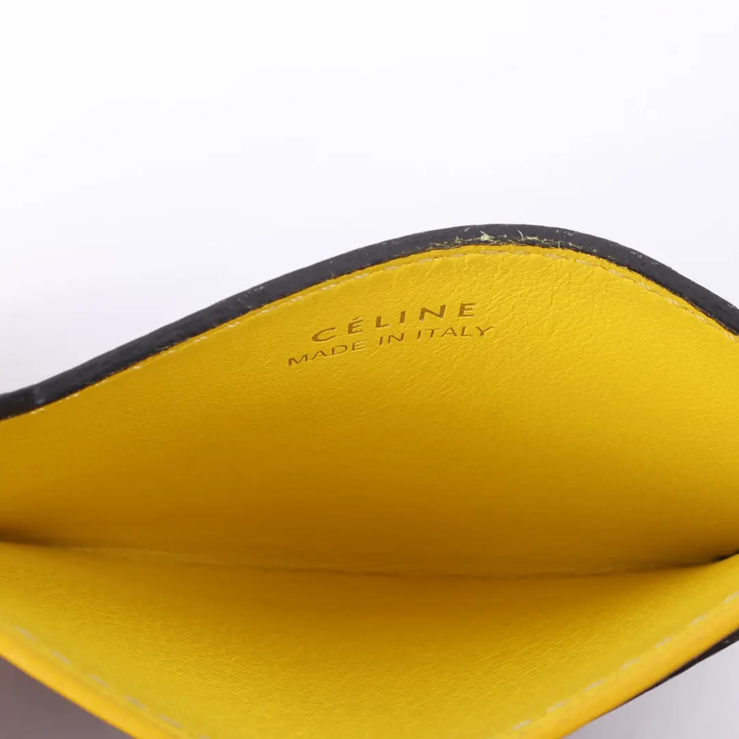 Celine Solo Card Holder Gray Yellow Leather