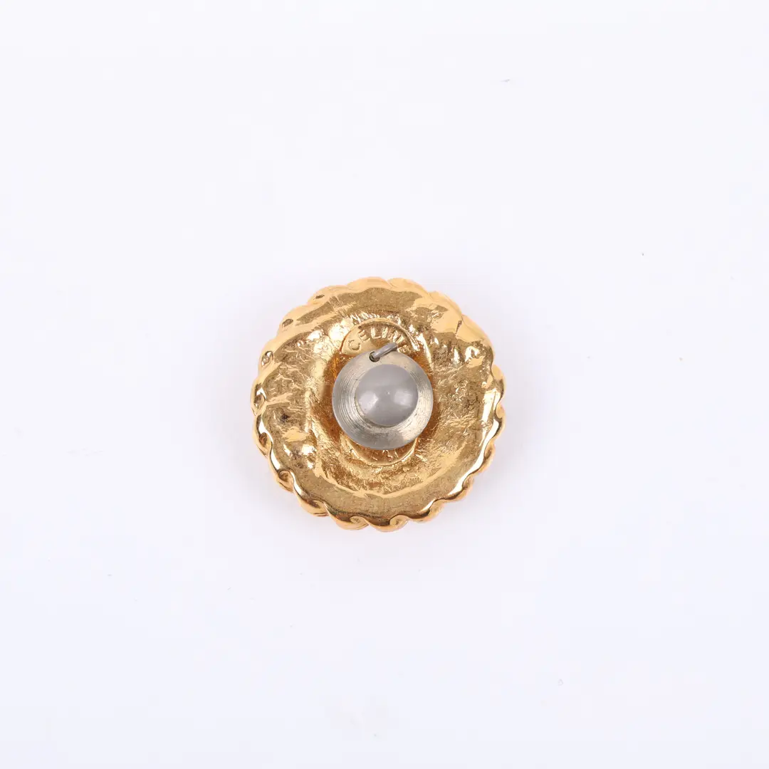 Celine Vintage Triomphe Gold Rhinestone Earring