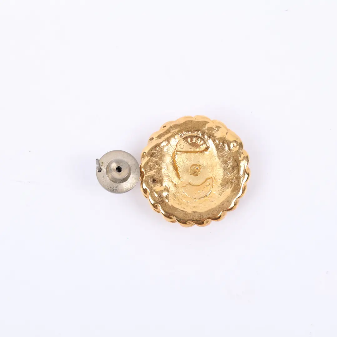 Celine Vintage Triomphe Gold Rhinestone Earring