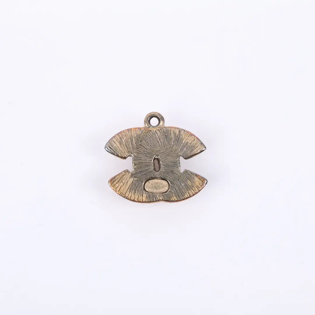 Chanel CC Logo Gold Orange Enamel Pendant