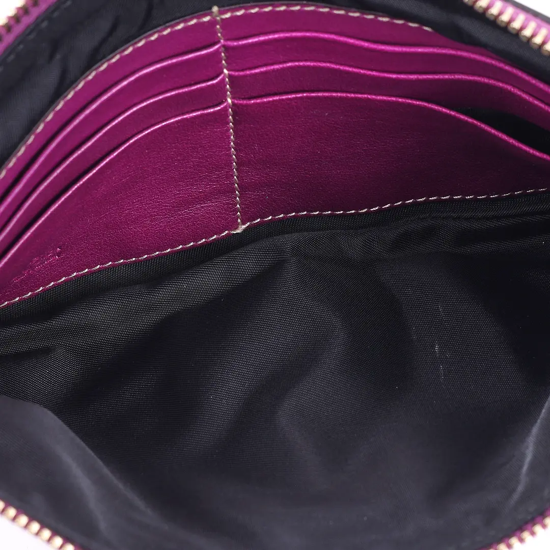 Gucci Guccissima Abbey Purple Leather Wristlet Clutch