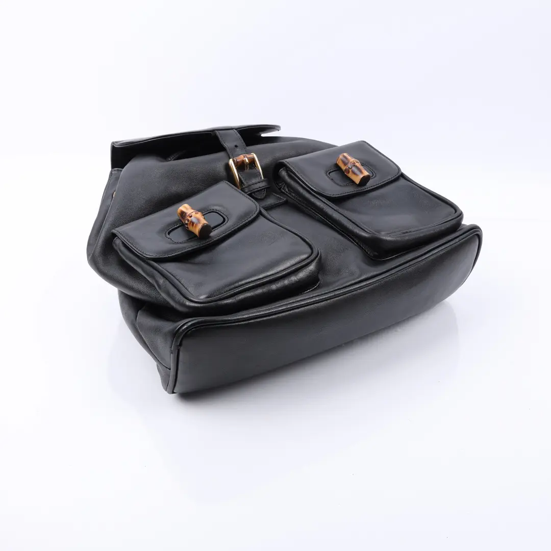 Gucci Bamboo Black Leather Backpack