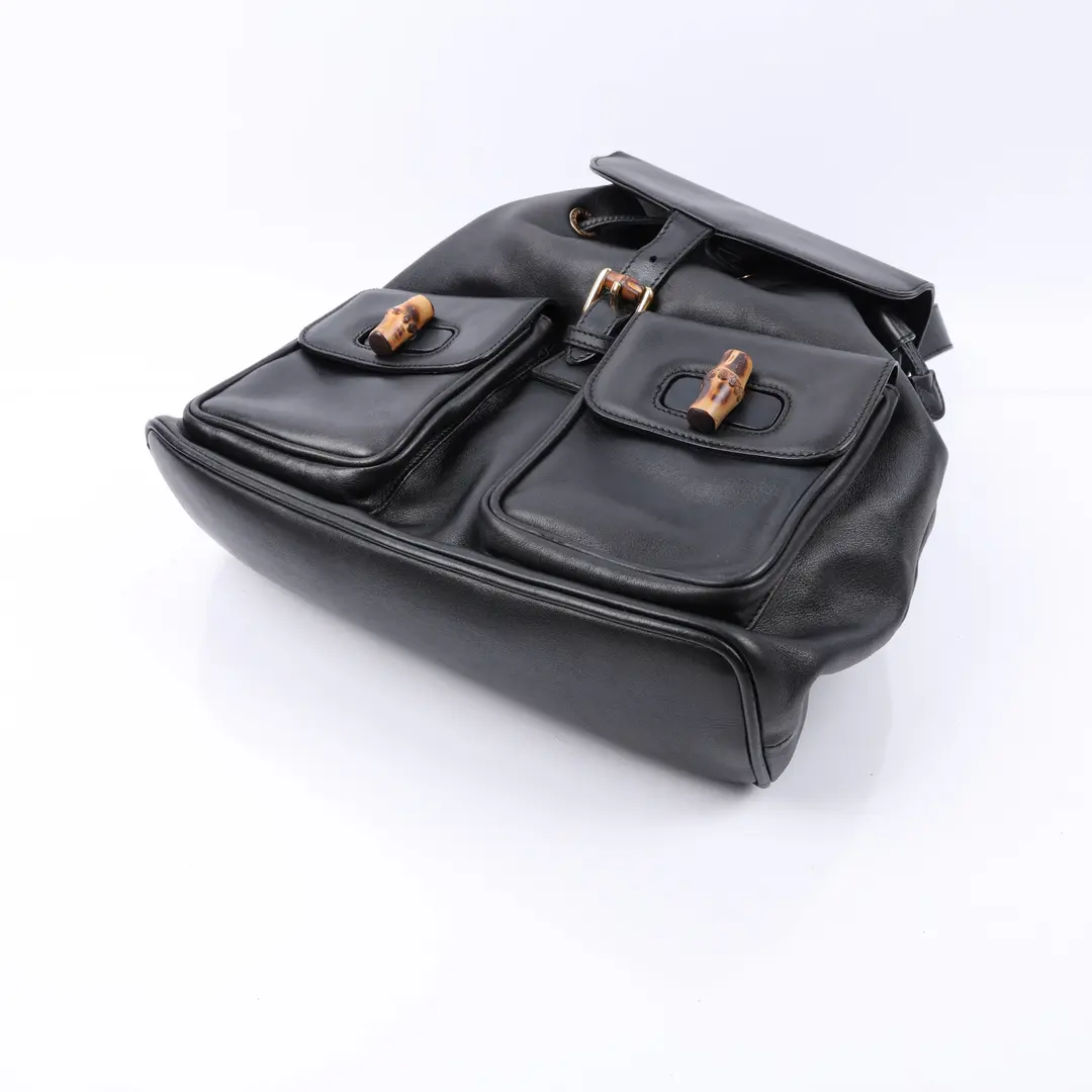 Gucci Bamboo Black Leather Backpack