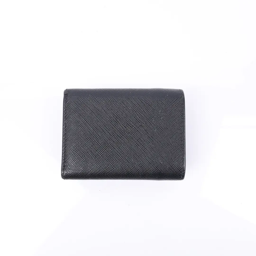 Prada Envelope Tri-Fold Black Saffiano Leather Wallet