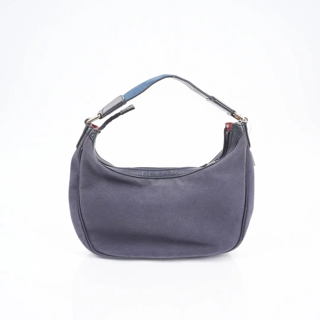 Gucci Vintage Blue Canvas Hobo Shoulder Bag