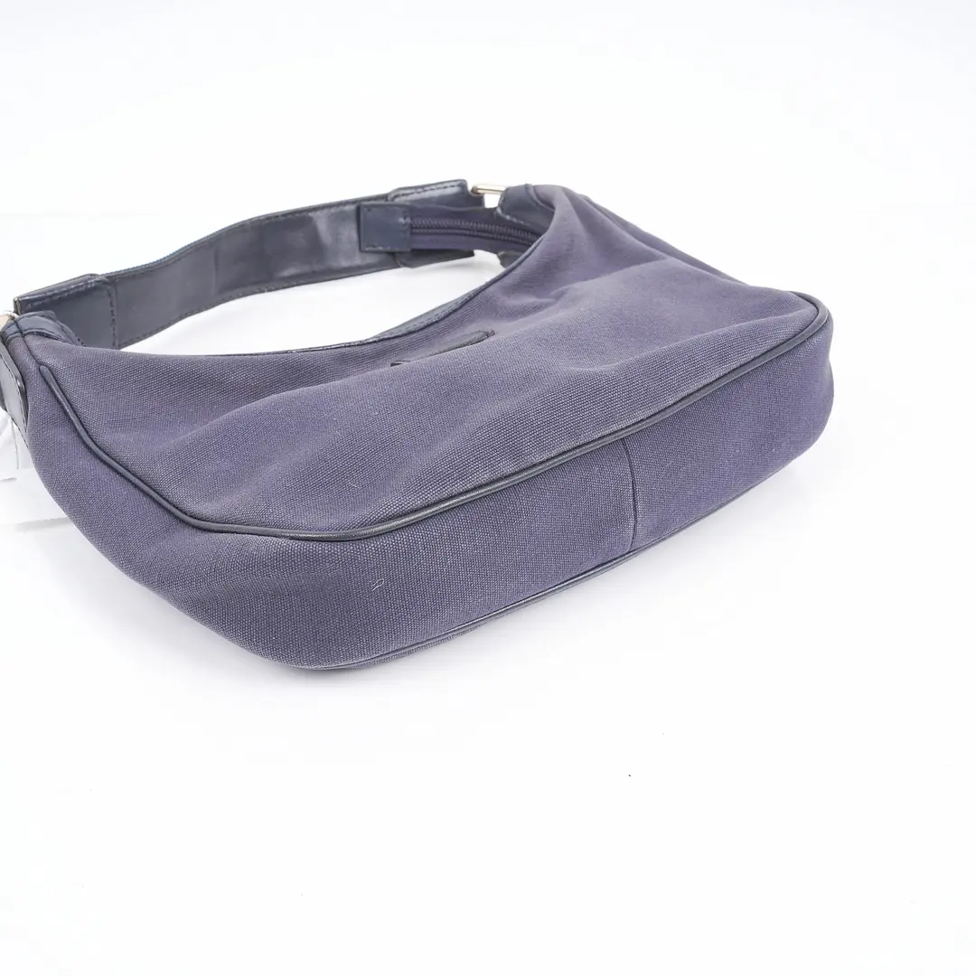 Gucci Vintage Blue Canvas Hobo Shoulder Bag