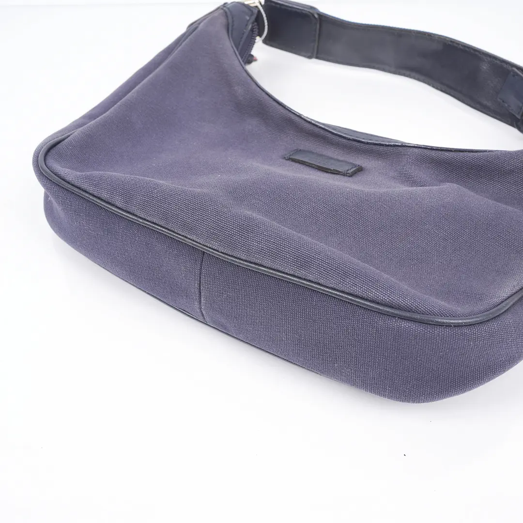 Gucci Vintage Blue Canvas Hobo Shoulder Bag