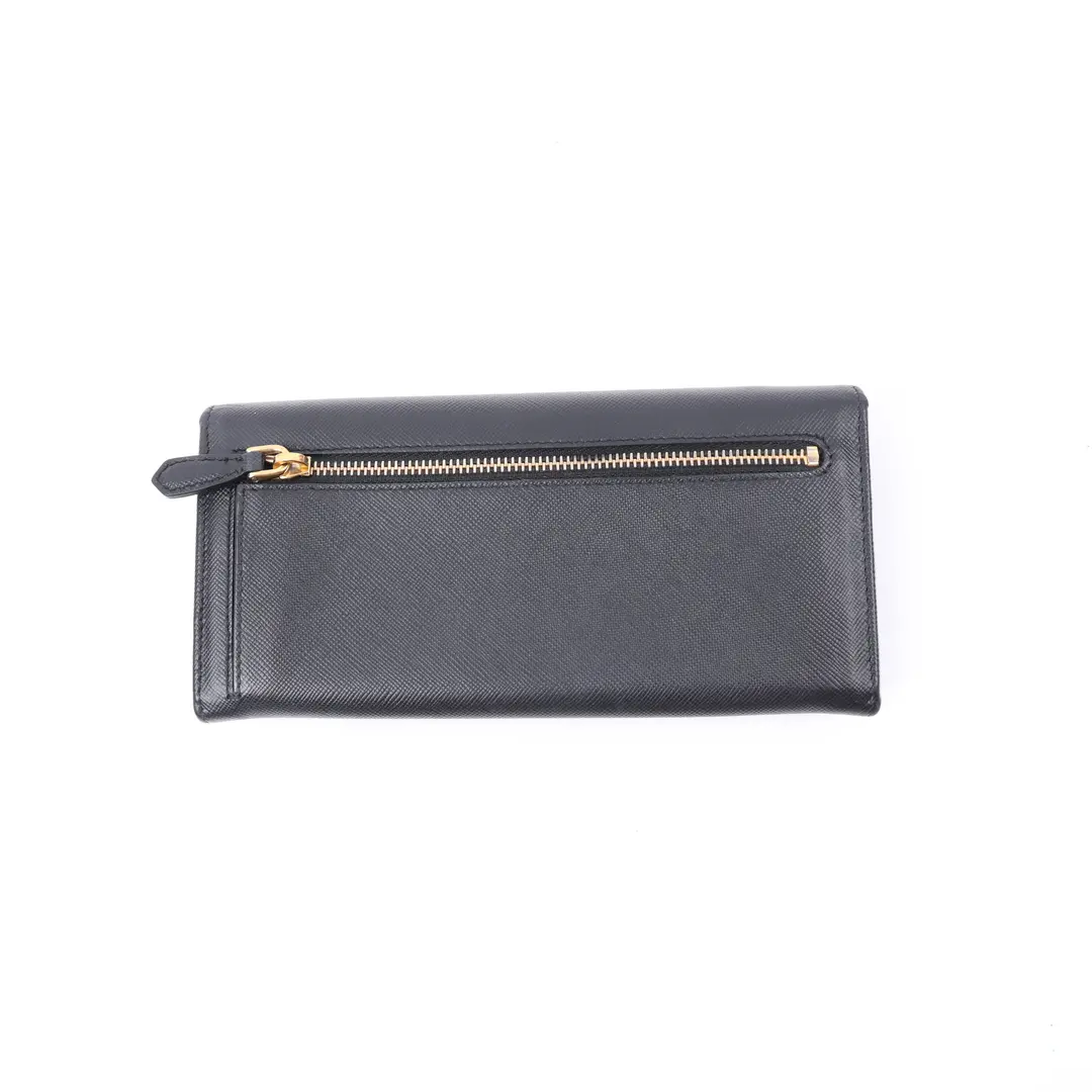 Prada Saffiano Metal Black Leather Wallet