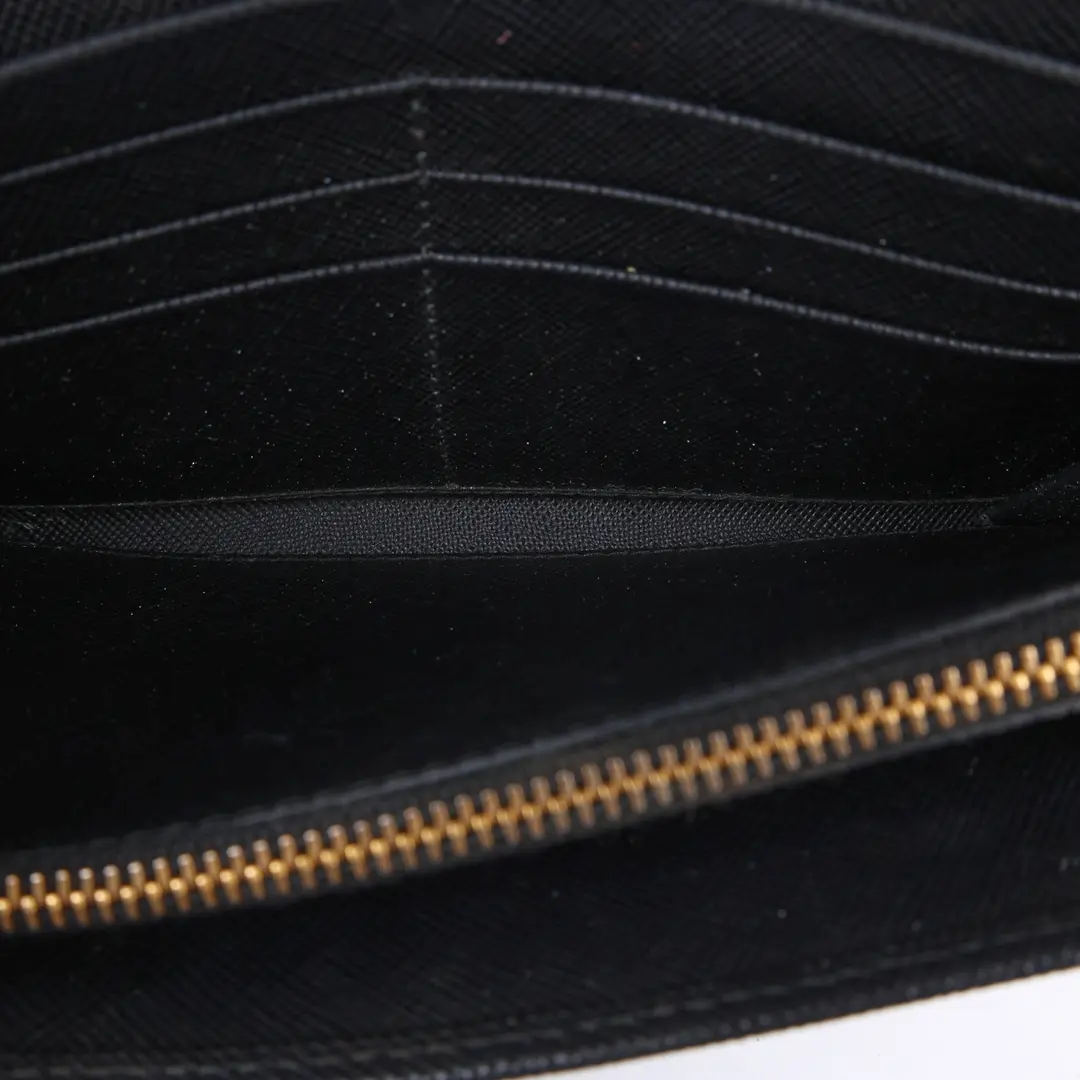 Prada Saffiano Metal Black Leather Wallet