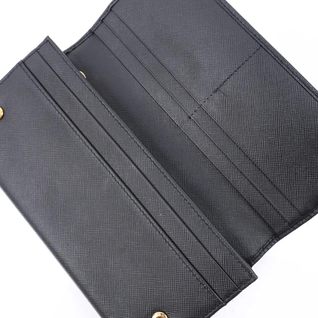 Prada Saffiano Metal Black Leather Wallet