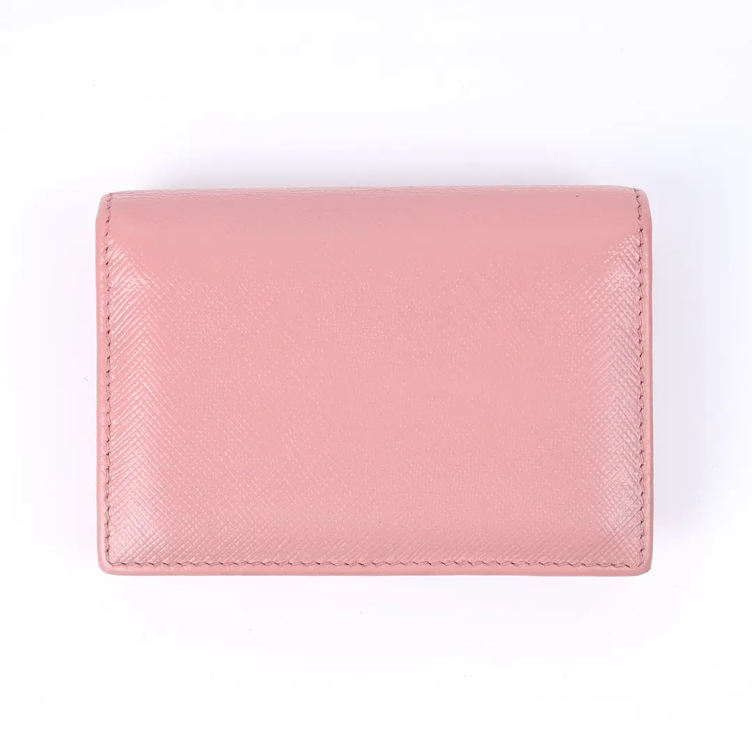 Prada Saffiano Metal Pink Leather Card Case Wallet