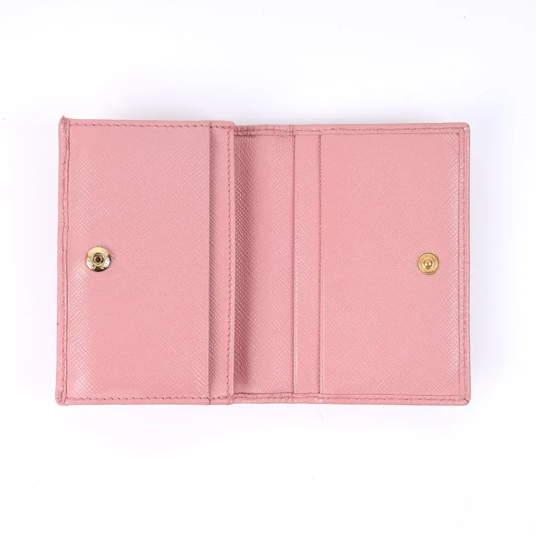 Prada Saffiano Metal Pink Leather Card Case Wallet