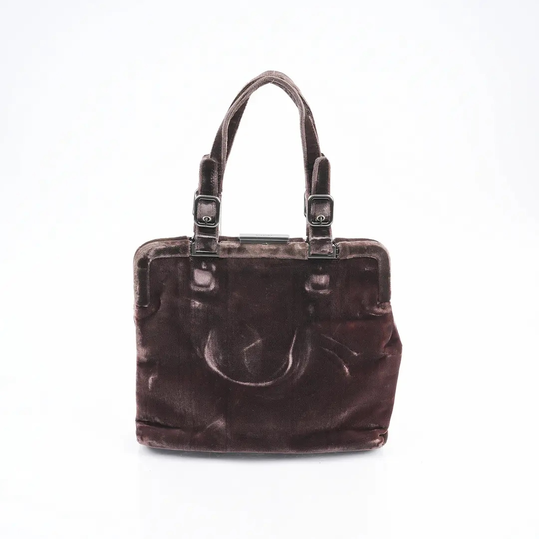 Prada Velvet Frame Brown Handbag