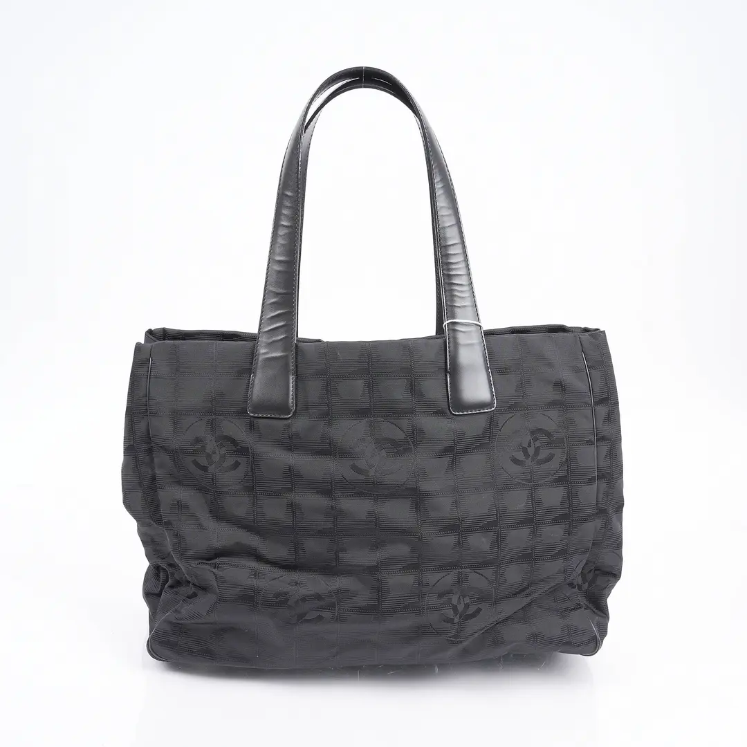 Chanel New Travel Line Black Nylon MM Tote Bag