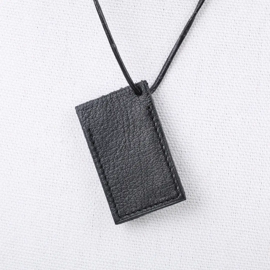 Hermes Amour Black Leather Silver Necklace