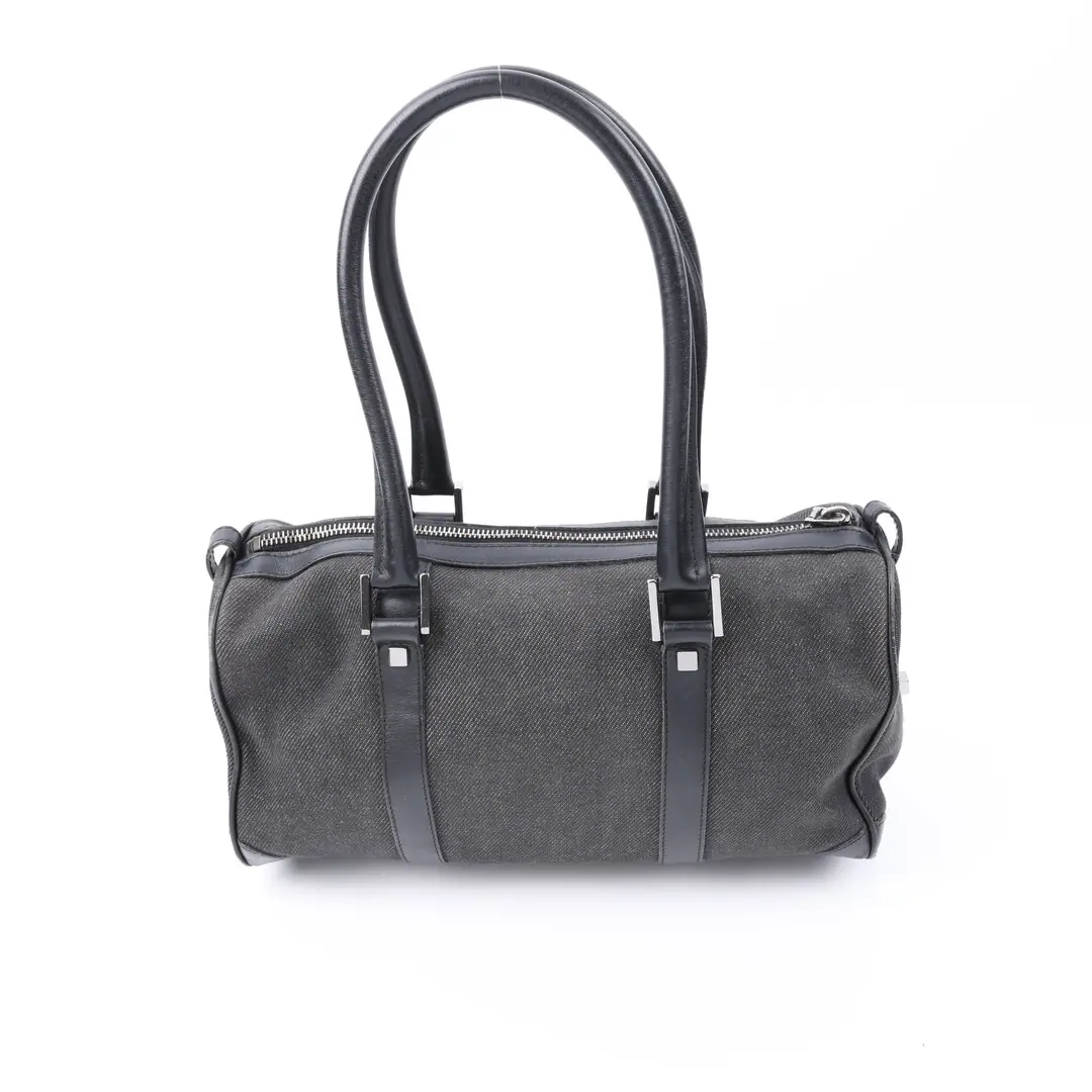 Gucci Boston Black Canvas Leather Shoulder Bag
