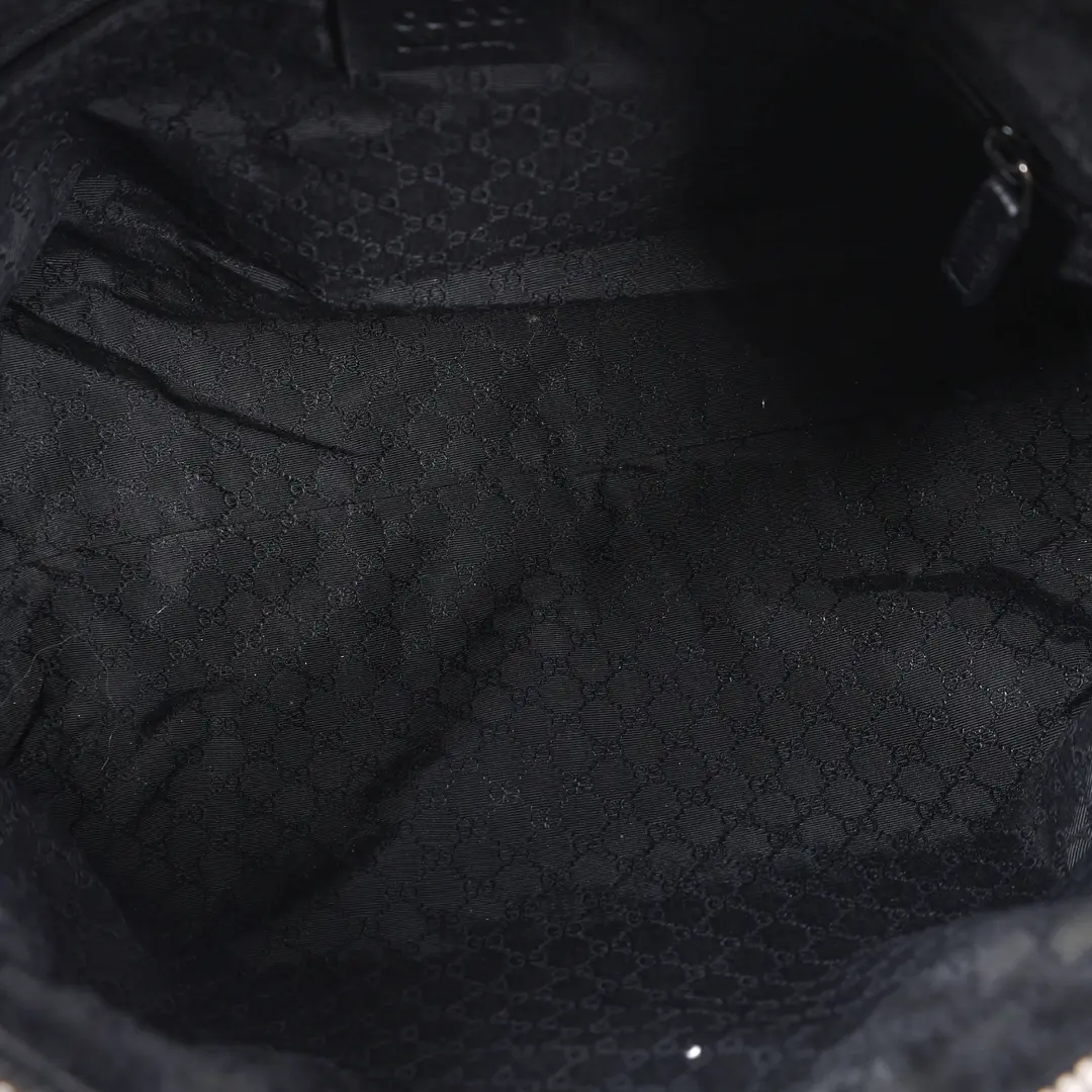 Gucci Boston Black Canvas Leather Shoulder Bag