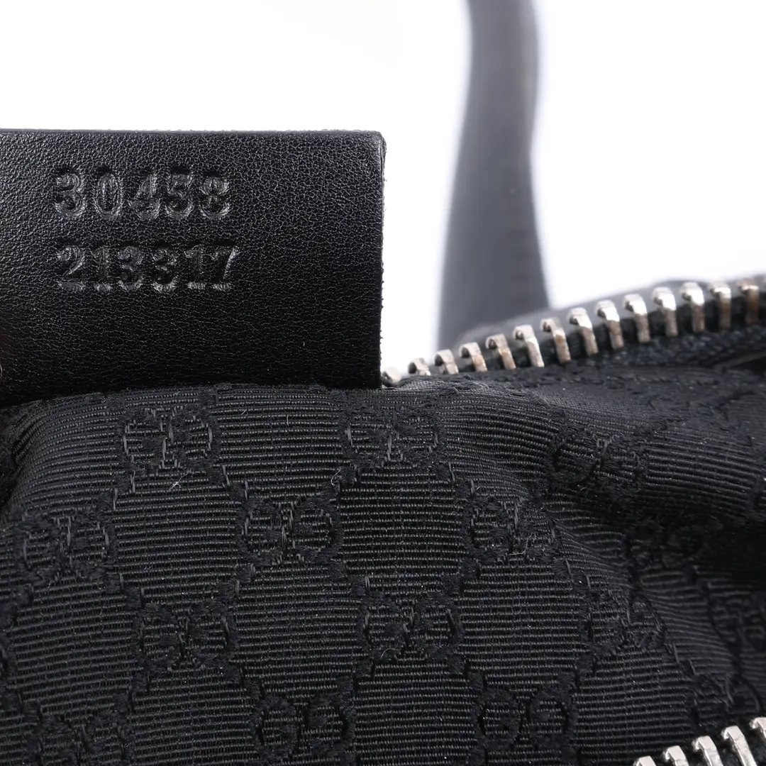 Gucci Boston Black Canvas Leather Shoulder Bag