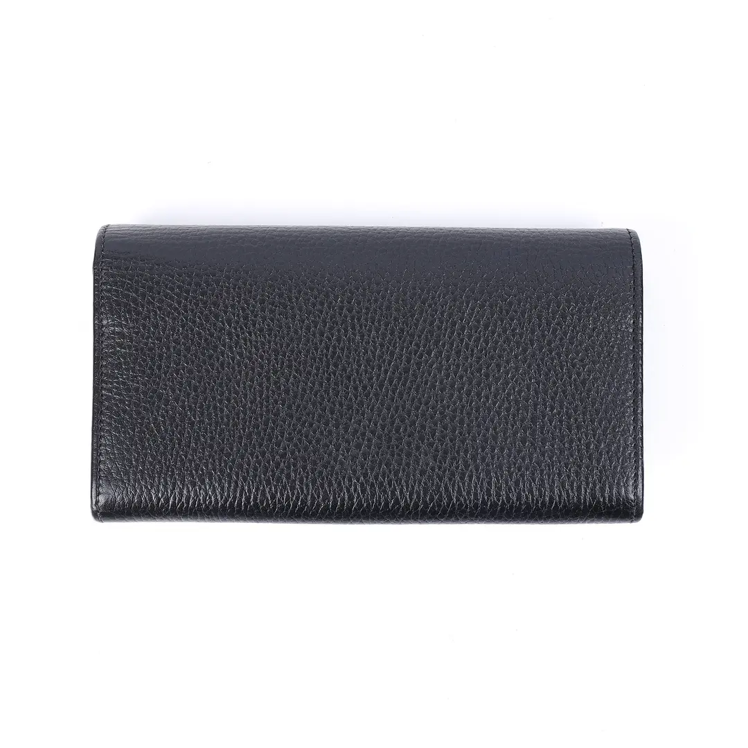 Gucci Interlocking G Black Leather Flap Wallet