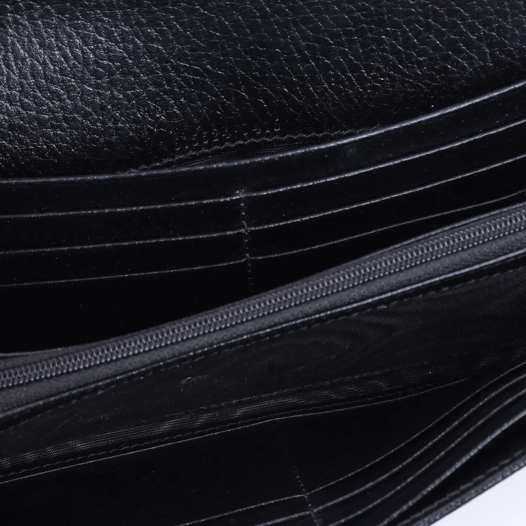 Gucci Interlocking G Black Leather Flap Wallet