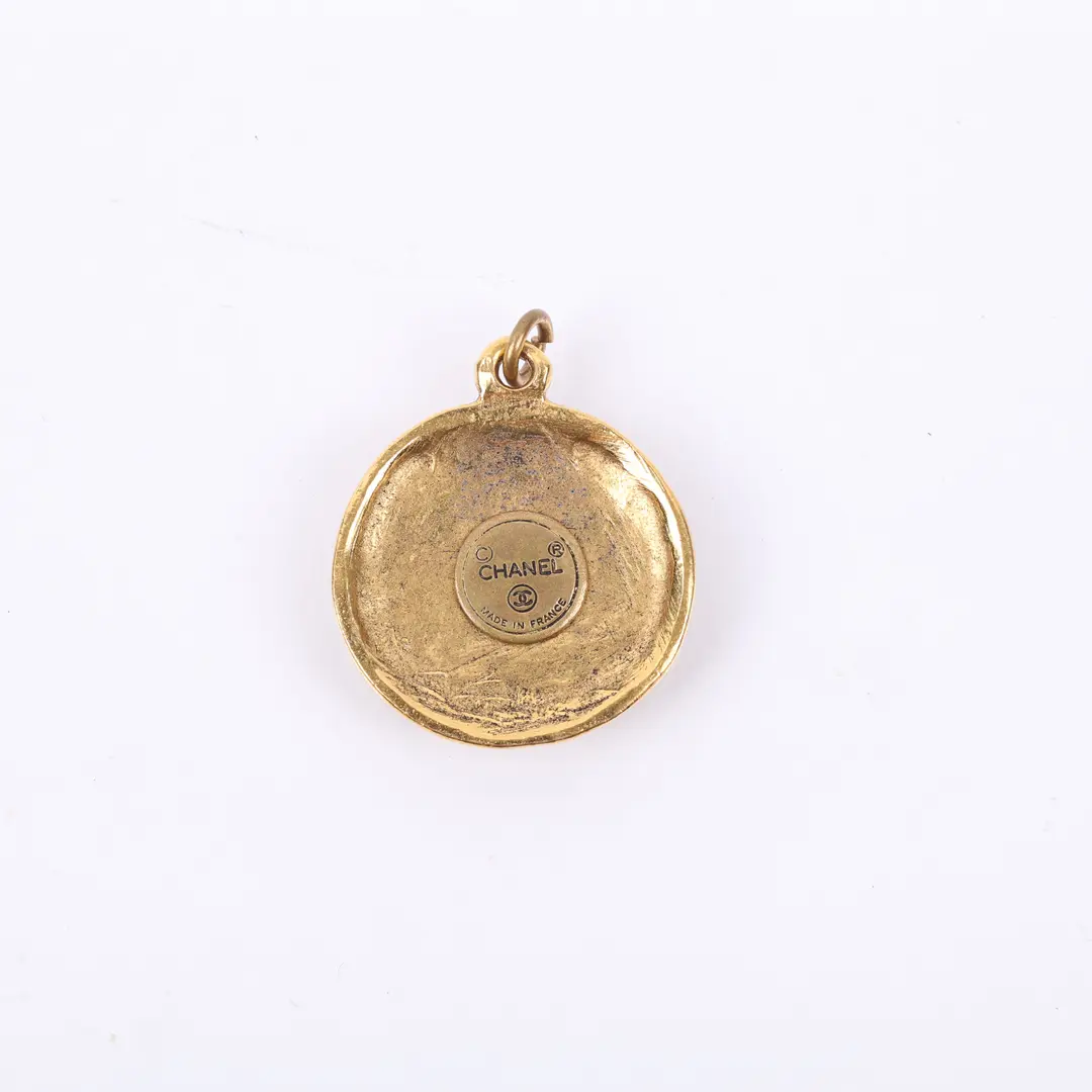 Chanel Vintage CC Logo Gold Medallion Pendant