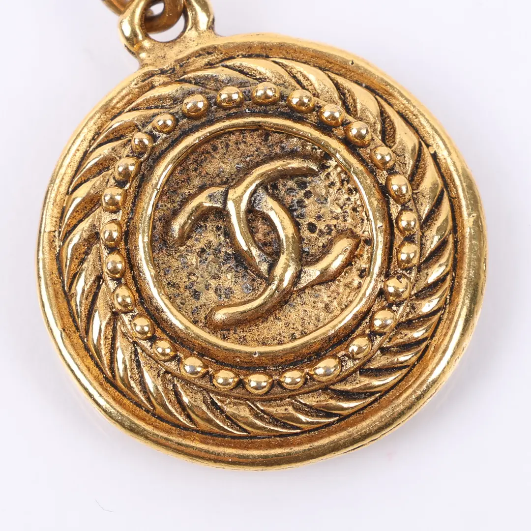Chanel Vintage CC Logo Gold Medallion Pendant