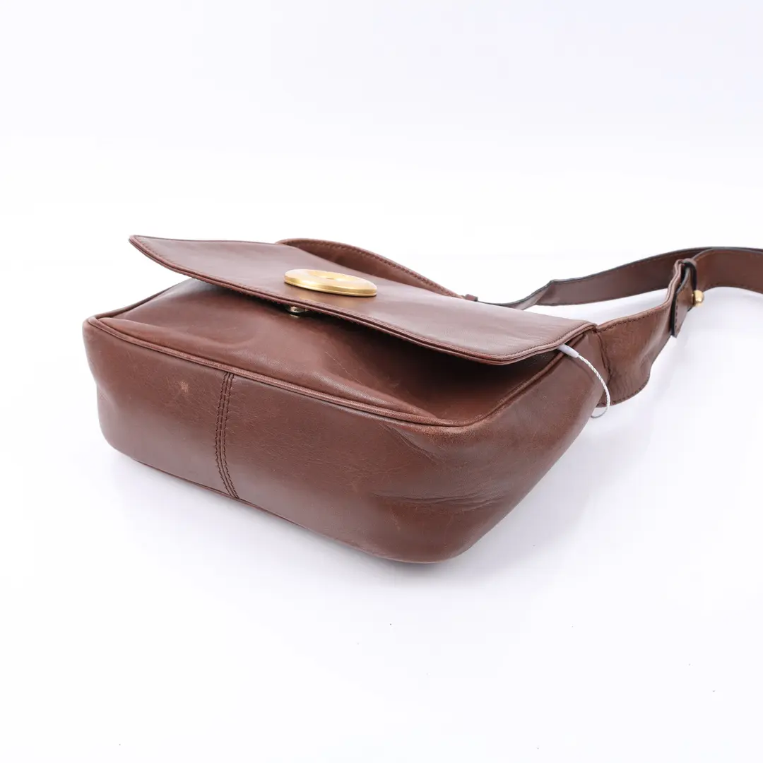 Celine Vintage Ring Logo Brown Leather Shoulder Bag