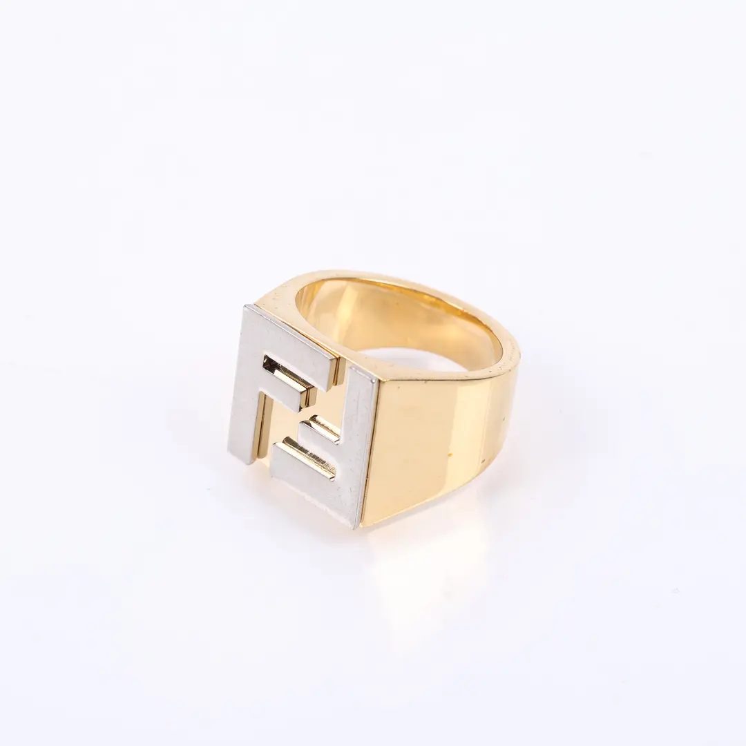 Fendi FF Logo Gold Silver Metal Ring