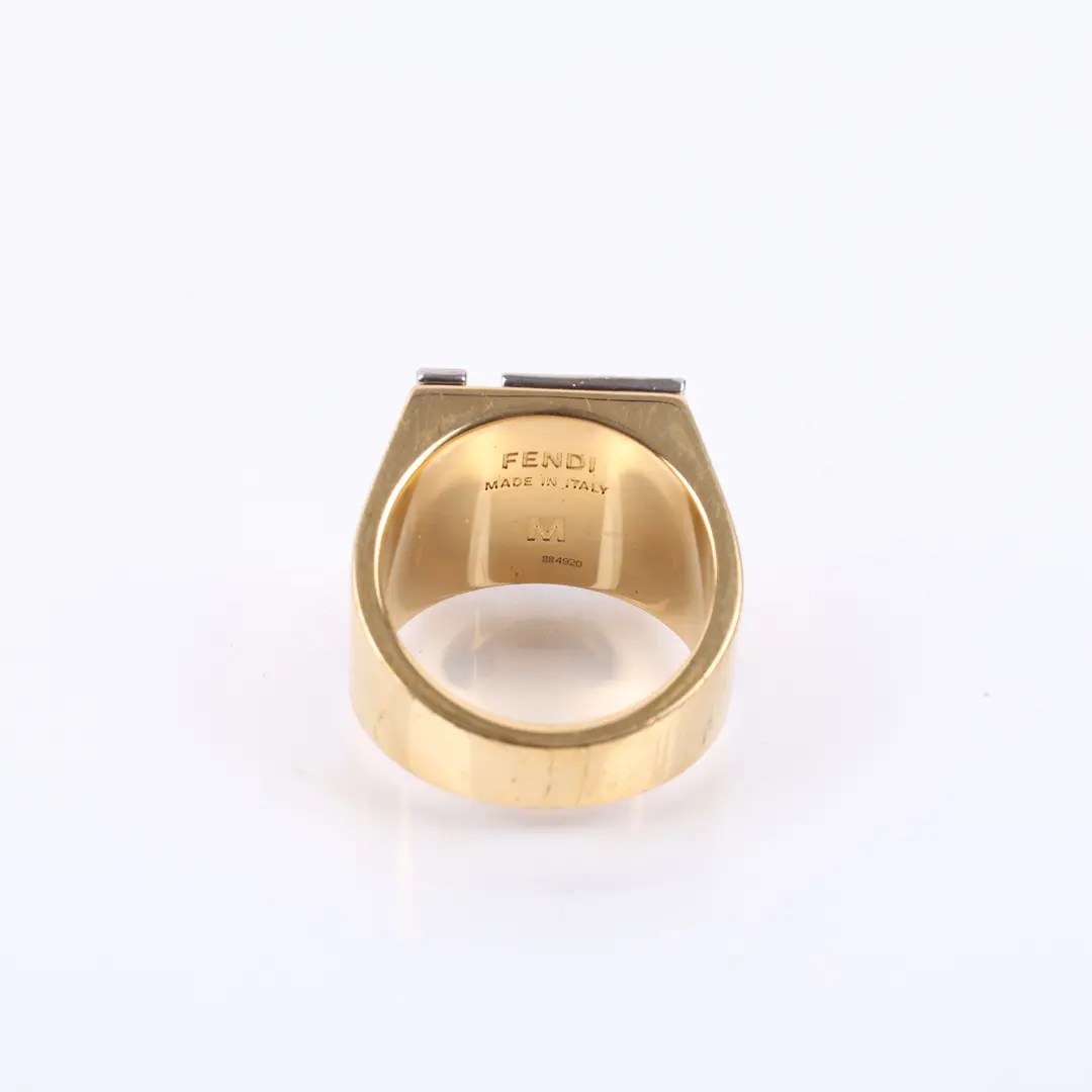 Fendi FF Logo Gold Silver Metal Ring