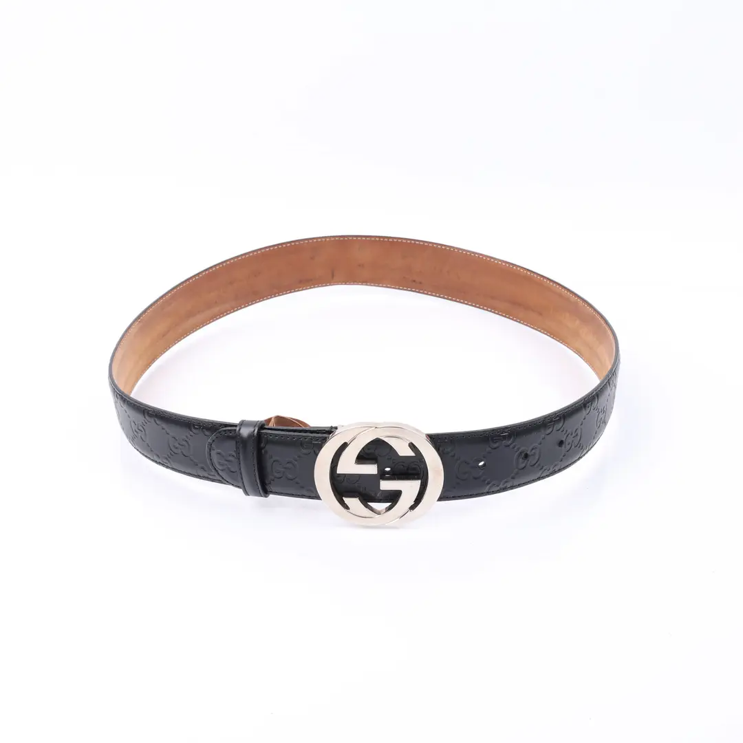 Gucci Interlocking G Black Guccissima Leather Belt