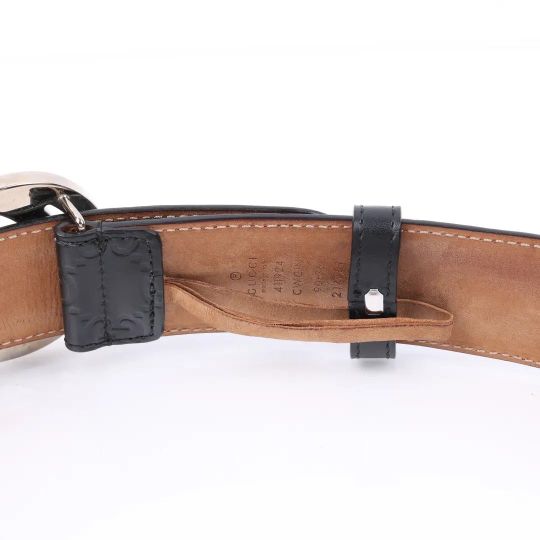 Gucci Interlocking G Black Guccissima Leather Belt