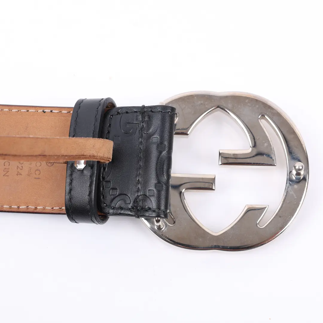 Gucci Interlocking G Black Guccissima Leather Belt