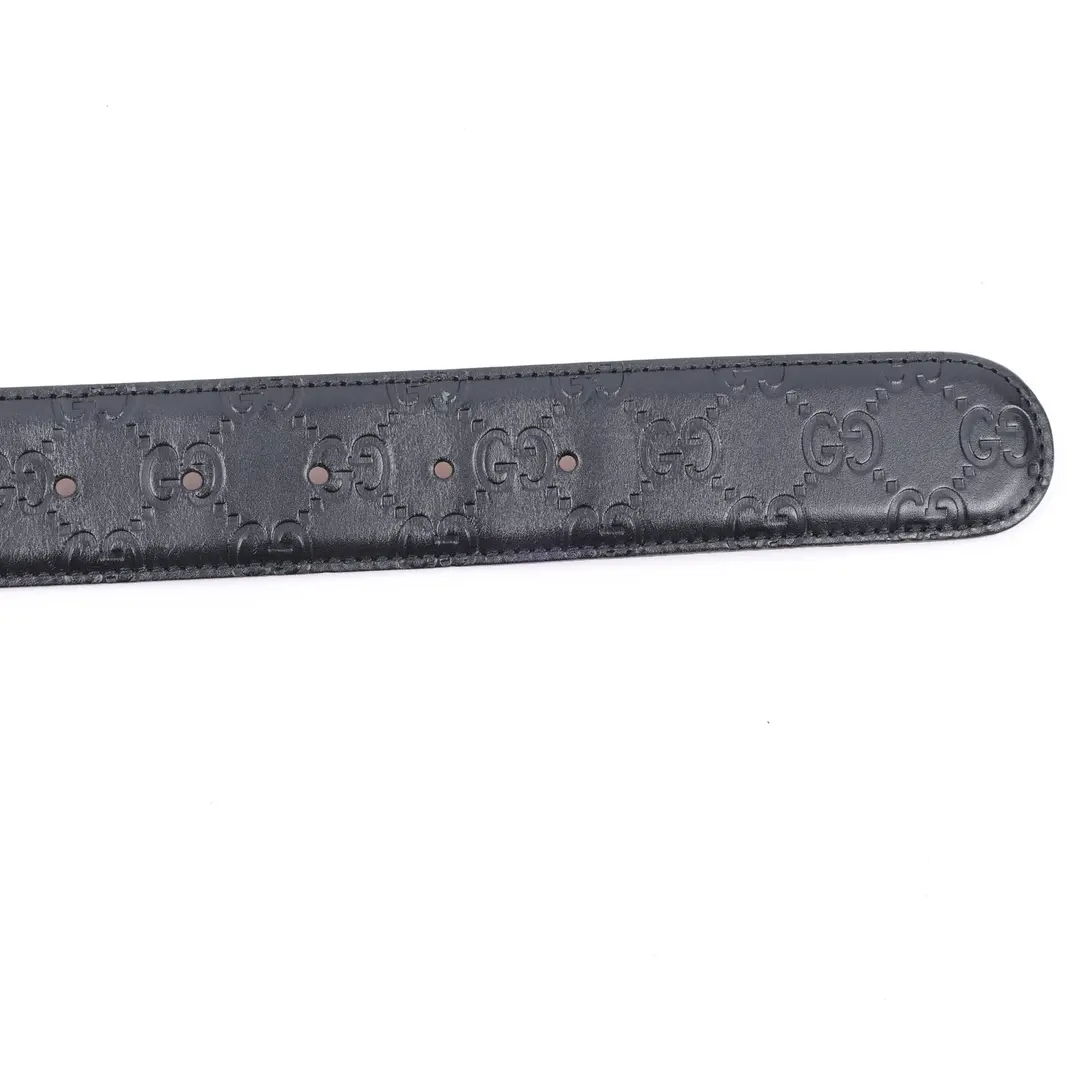 Gucci Interlocking G Black Guccissima Leather Belt