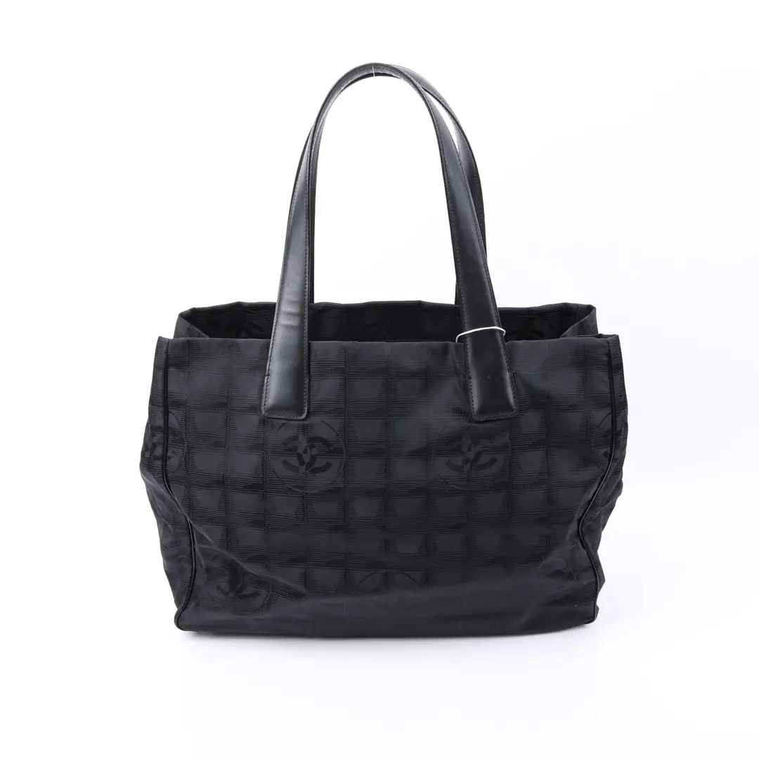 Chanel New Travel Line Black Nylon MM Tote Bag