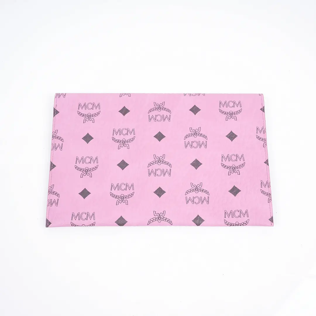 MCM Visetos Envelope Pink Canvas Clutch