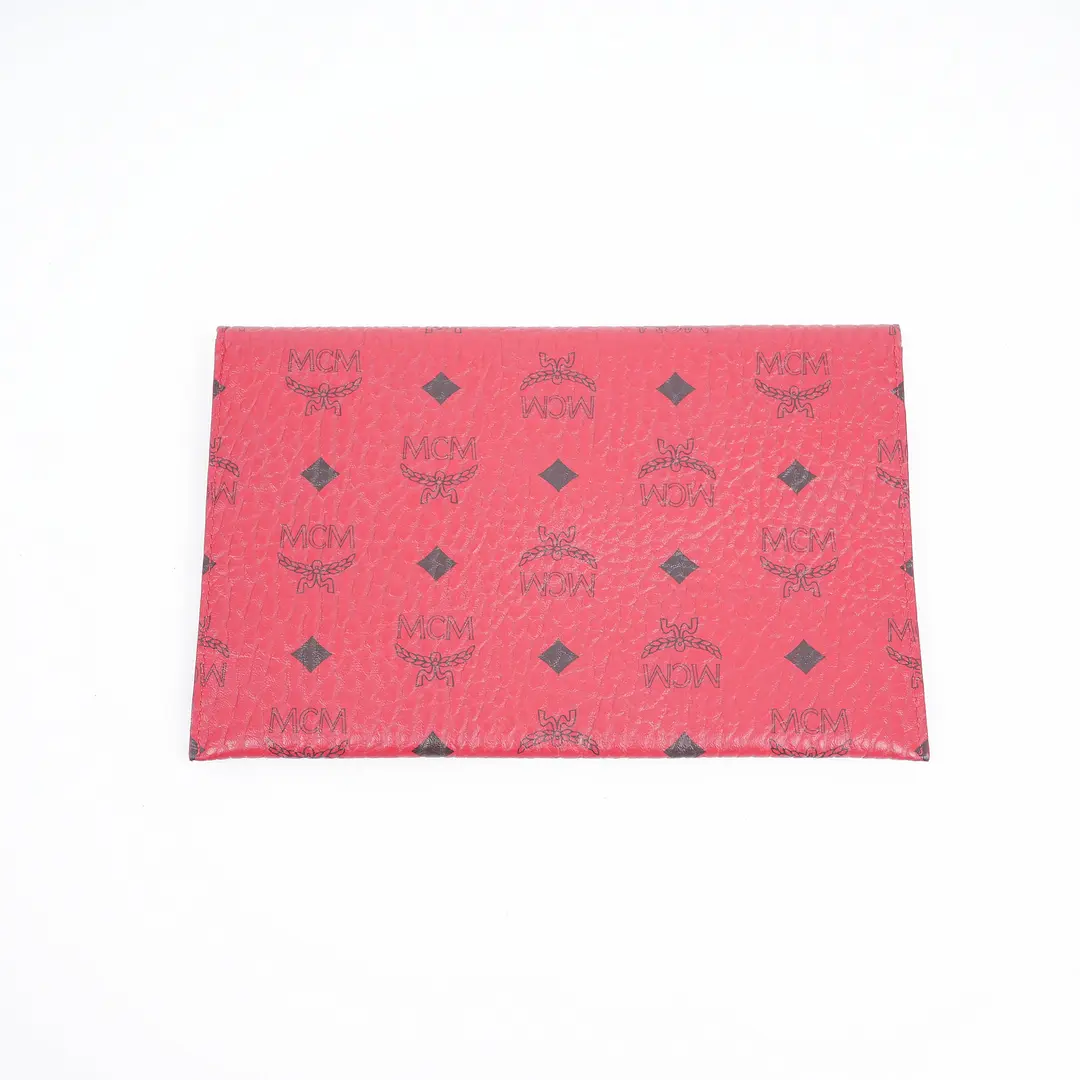 MCM Visetos Envelope Red Canvas Pouch