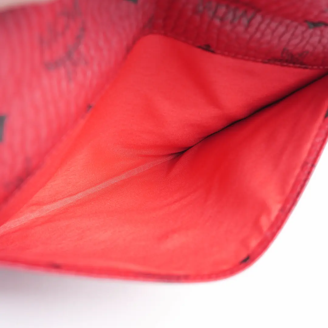 MCM Visetos Envelope Red Canvas Pouch