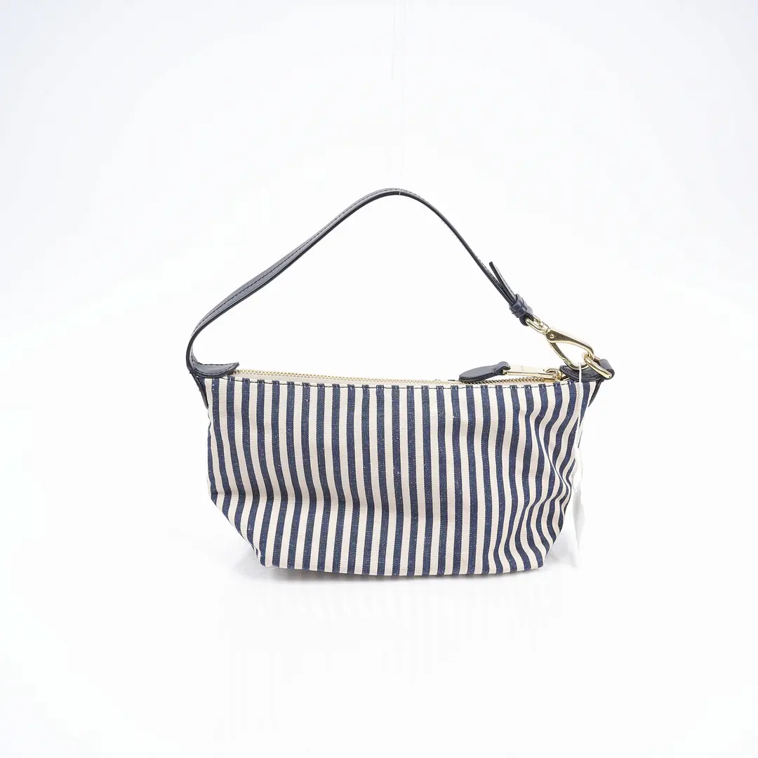Miu Miu Stripe Canvas Blue Shoulder Bag