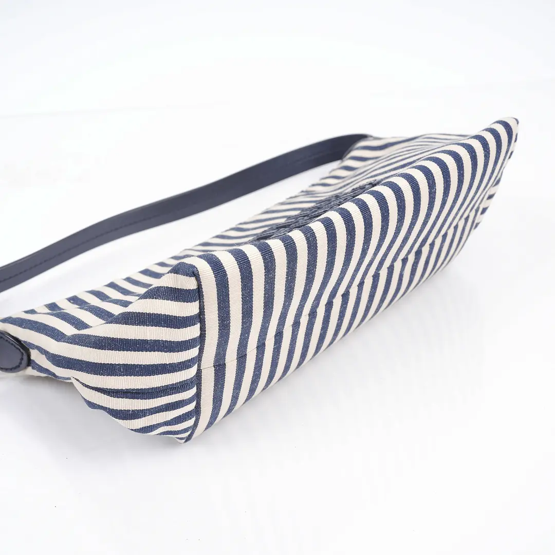 Miu Miu Stripe Canvas Blue Shoulder Bag